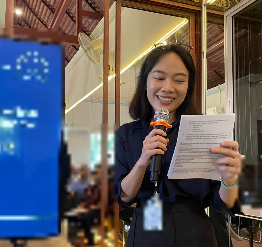 Patsiri presenting at a healthcare team meeting